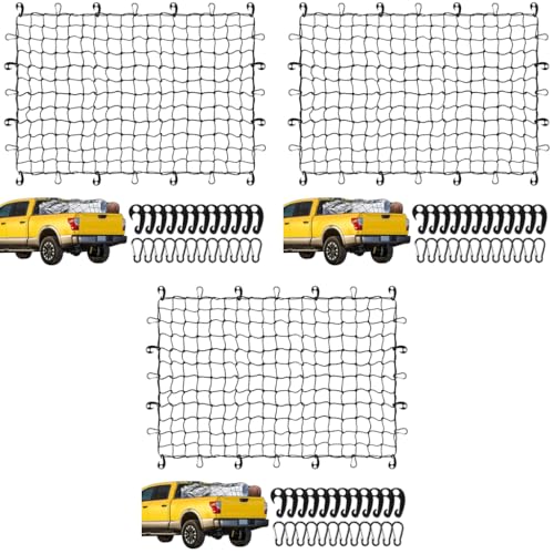 STHIRA® Elastic Cargo Net for Vehicles 47.2x35.4 inches Car Carrier Luggage with 12 Plastic Hooks 12 Carabiners Robust Weather-Resistant Mesh Roof Transport for Trucks SUVs 3 PCS STHIRA® Elastic Cargo Net for Vehicles 47.2x35.4 inches Car Carrier Luggage with 12 Plastic Hooks 12 Carabiners Robust Weather-Resistant Mesh Roof Transport for Trucks SUVs 3 PCS